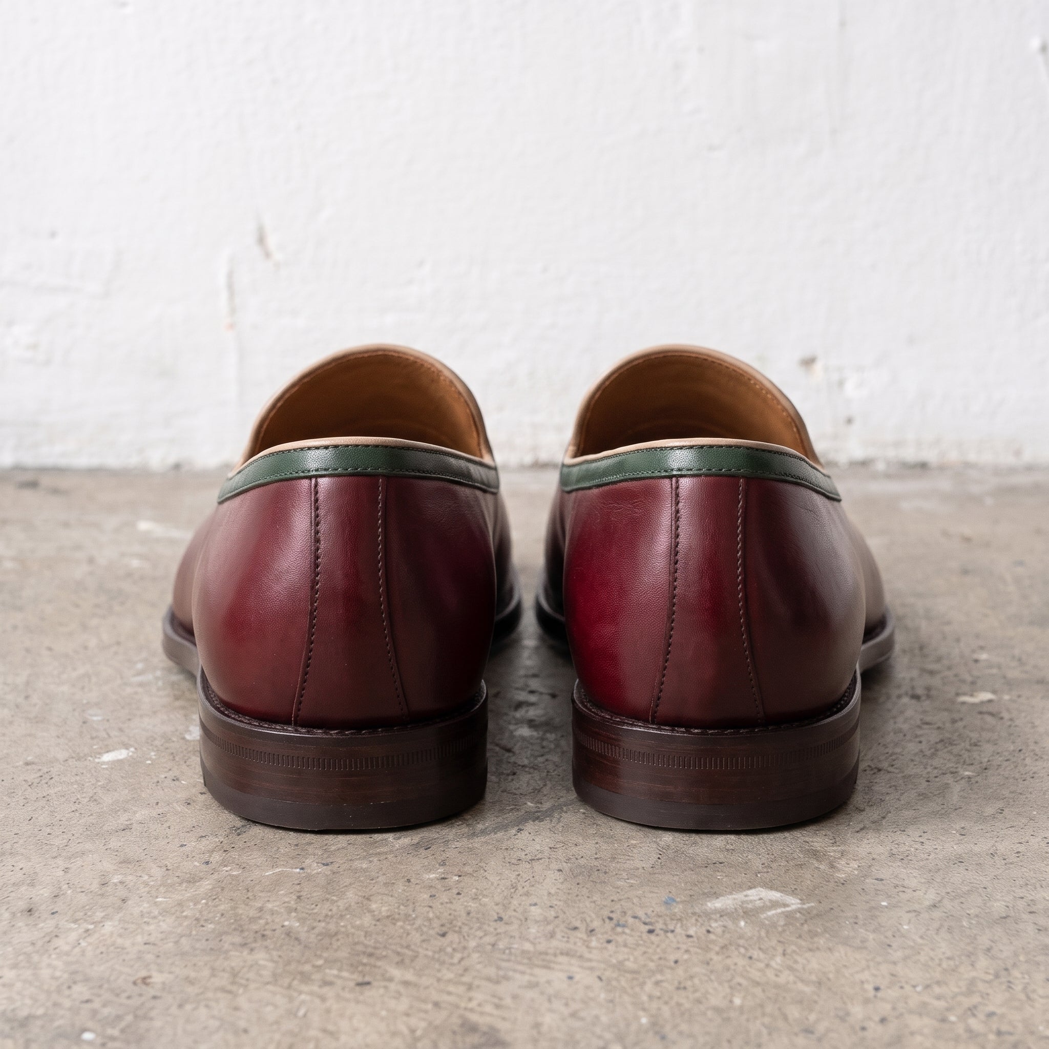 Men's Burgundy Plain-Toe Leather Loafers — Abberfield