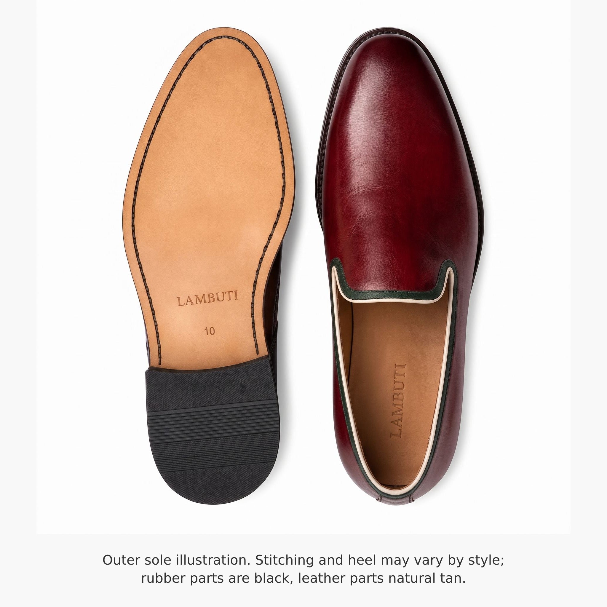Men's Burgundy Plain-Toe Leather Loafers — Abberfield