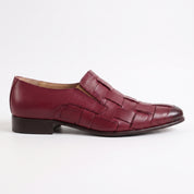 Men's Burgundy Plain-Toe Leather Loafers — Dunley
