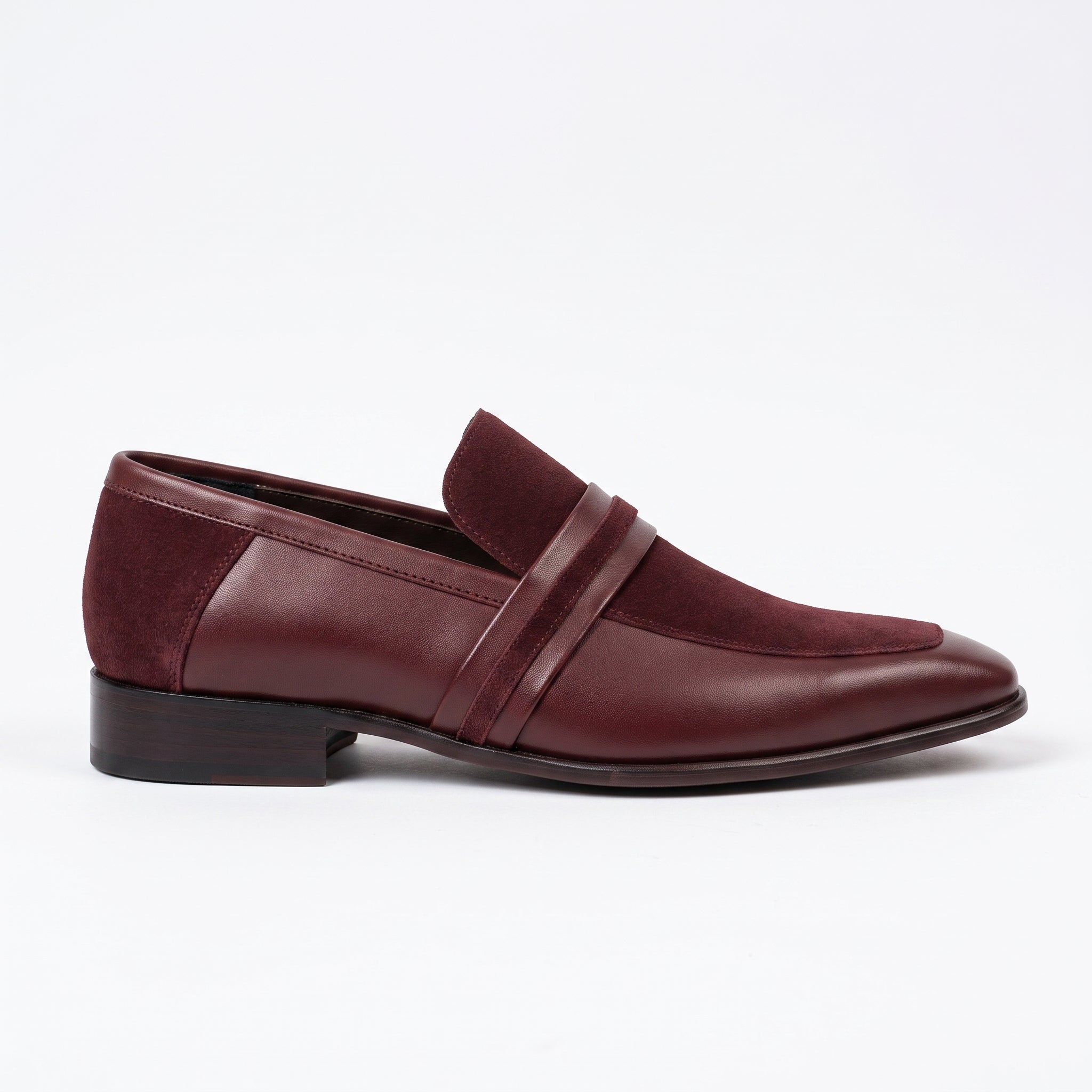Men's Burgundy Plain-Toe Leather Loafers — Herston