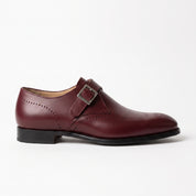 Men's Burgundy Plain-Toe Leather Monk Strap Shoes — Cullis