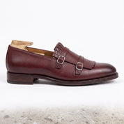 Men's Burgundy Plain-Toe Leather Double Monk Strap Shoes — Heytesbury — Heytesbury