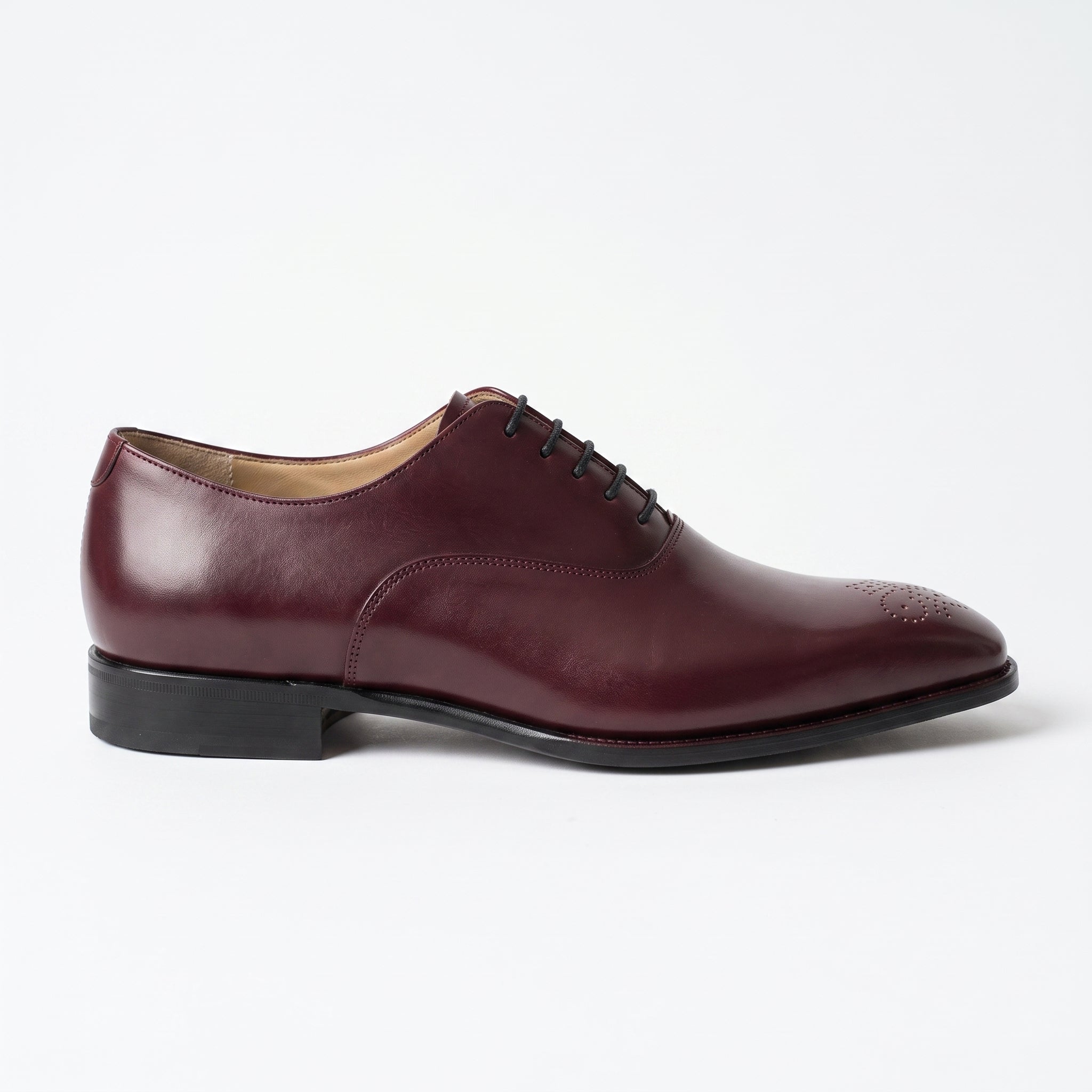 Men's Burgundy Plain-Toe Leather Oxfords — Cambray