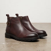 Men's Burgundy Plain-Toe Leather Chelsea Boots — Grimsley