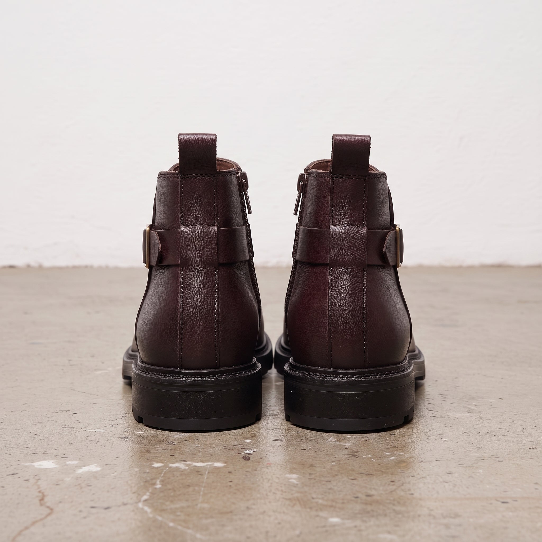 Men's Burgundy Plain-Toe Leather Chelsea Boots — Grimsley