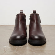 Men's Burgundy Plain-Toe Leather Chelsea Boots — Grimsley