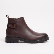 Men's Burgundy Plain-Toe Leather Chelsea Boots — Grimsley