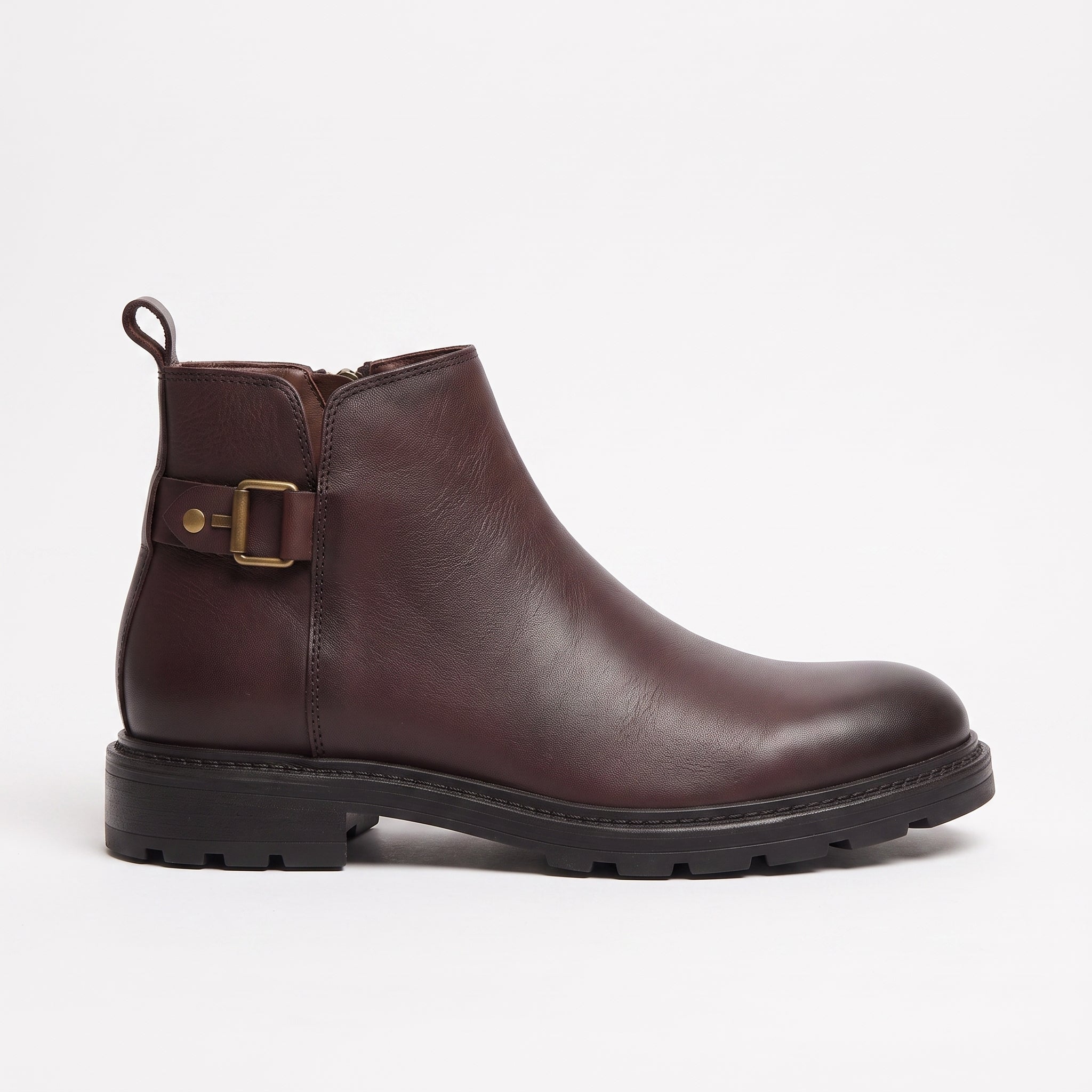 Men's Burgundy Plain-Toe Leather Chelsea Boots — Grimsley