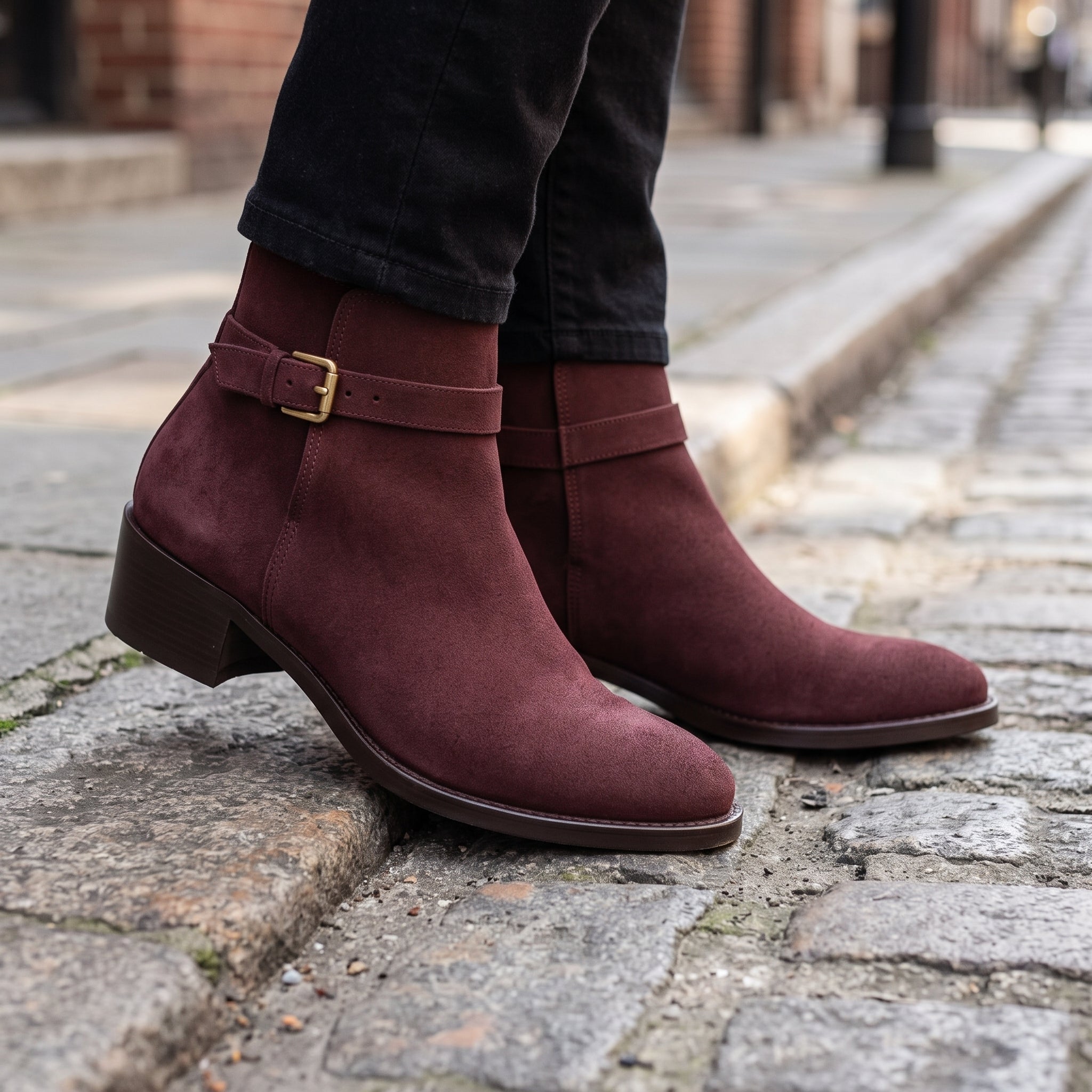 Men's Navy Blue Plain-Toe Suede Jodhpur Boots — Fradley