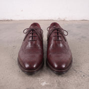 Men's Burgundy Semi-Brogue Crocodile-Embossed Leather Oxfords — Eshton