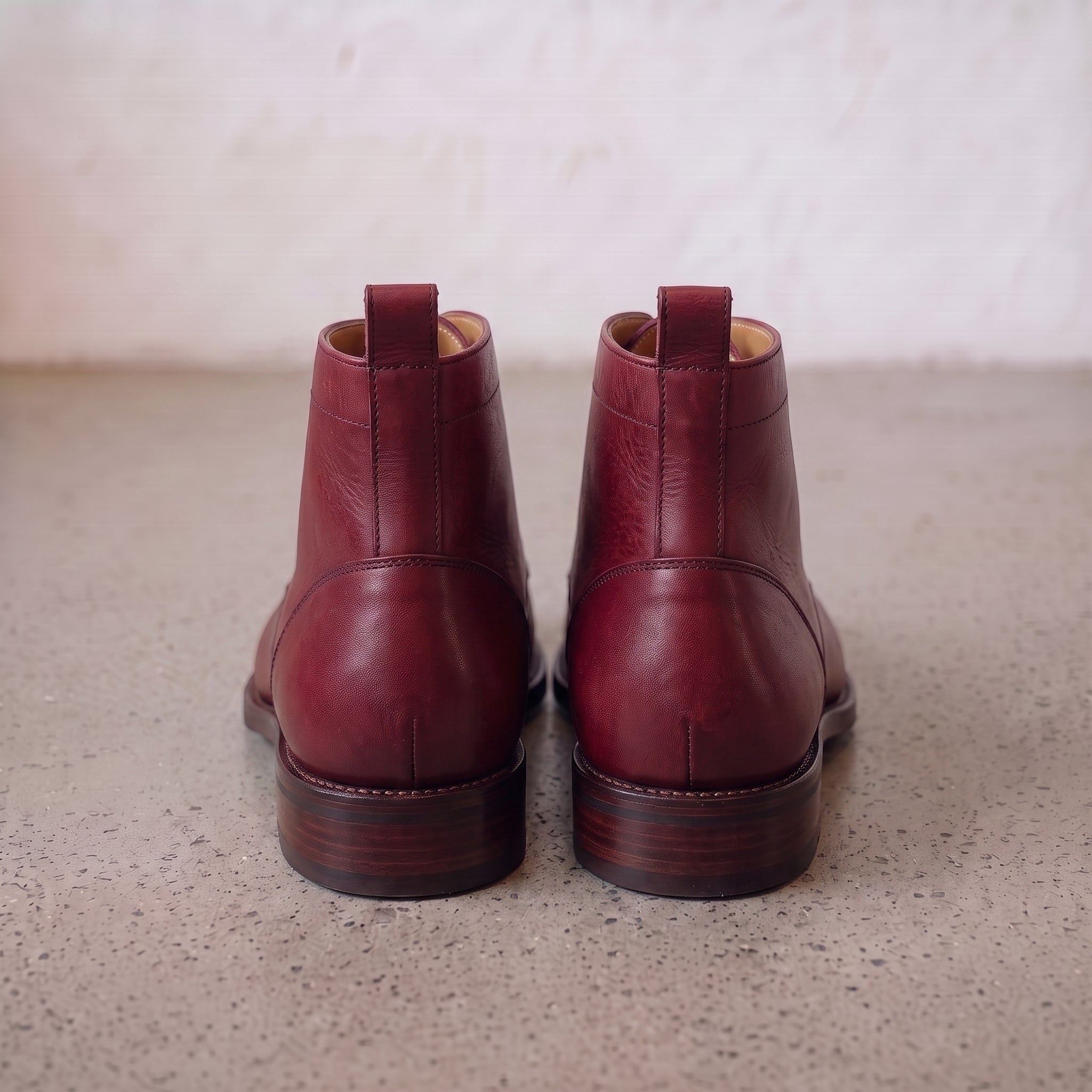 Men's Burgundy Split-Toe Leather Derby Boots — Hawick