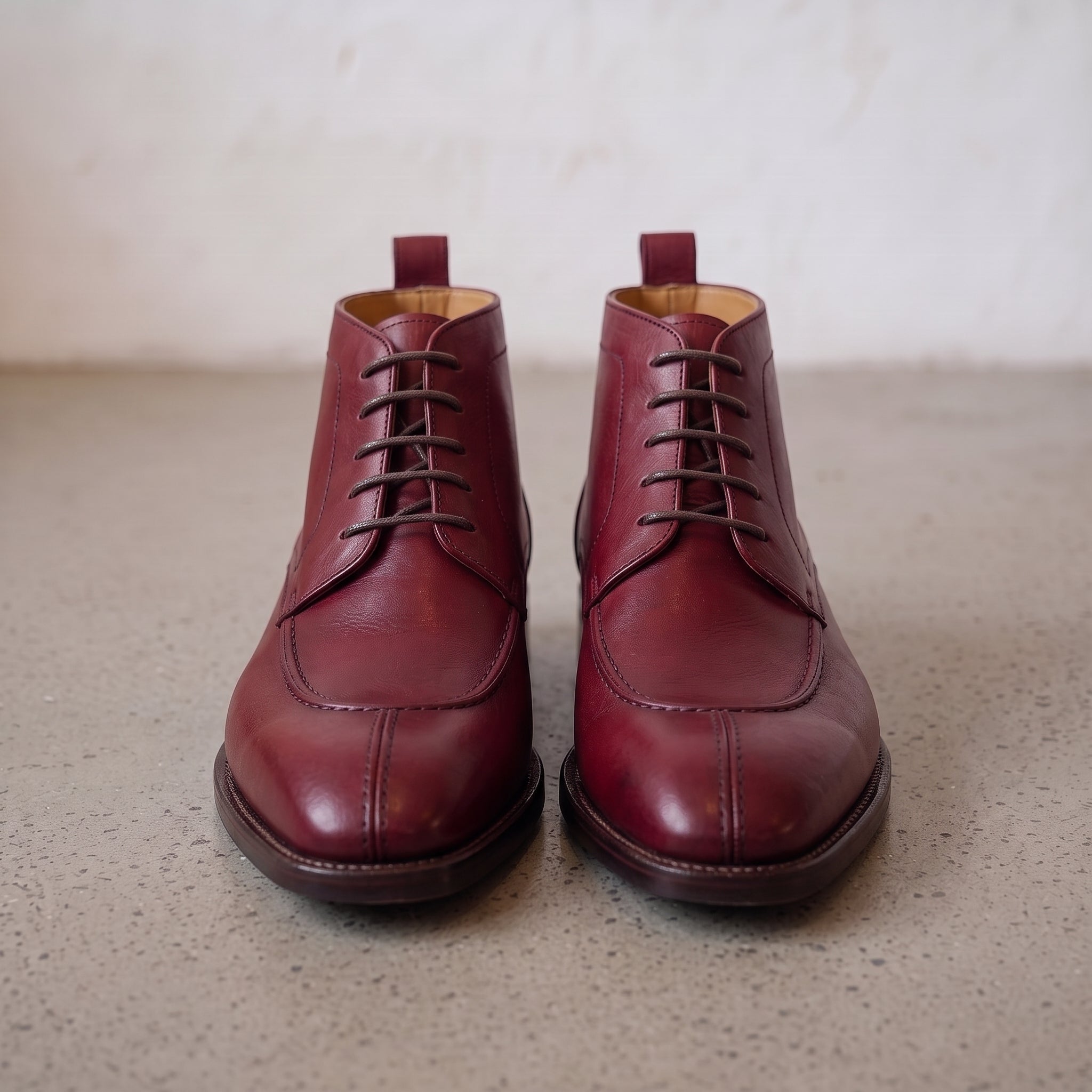 Men's Burgundy Split-Toe Leather Derby Boots — Hawick