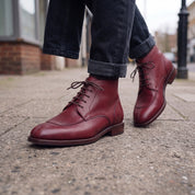 Men's Burgundy Split-Toe Leather Derby Boots — Hawick