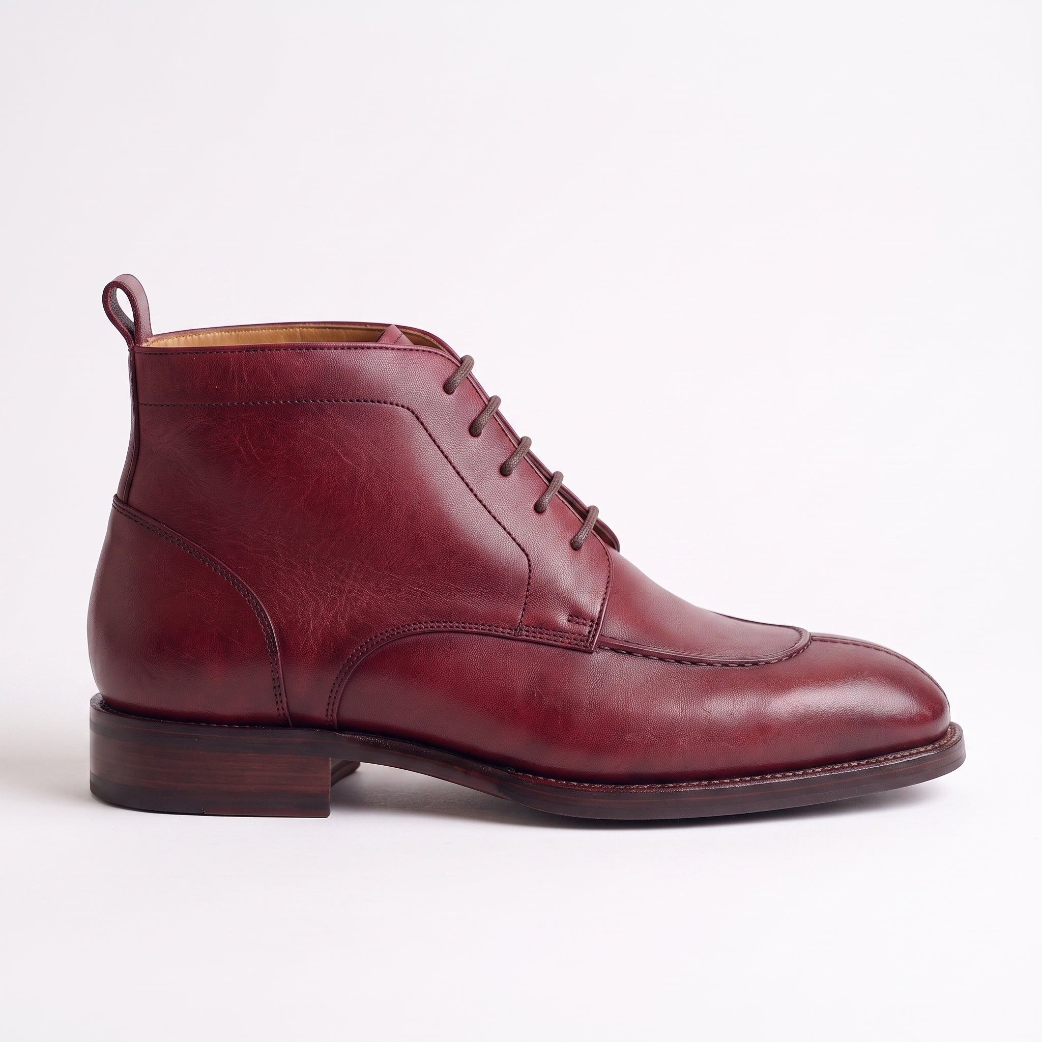 Men's Burgundy Split-Toe Leather Derby Boots — Hawick