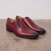 Men's Burgundy Wholecut Leather Oxfords — Perceval
