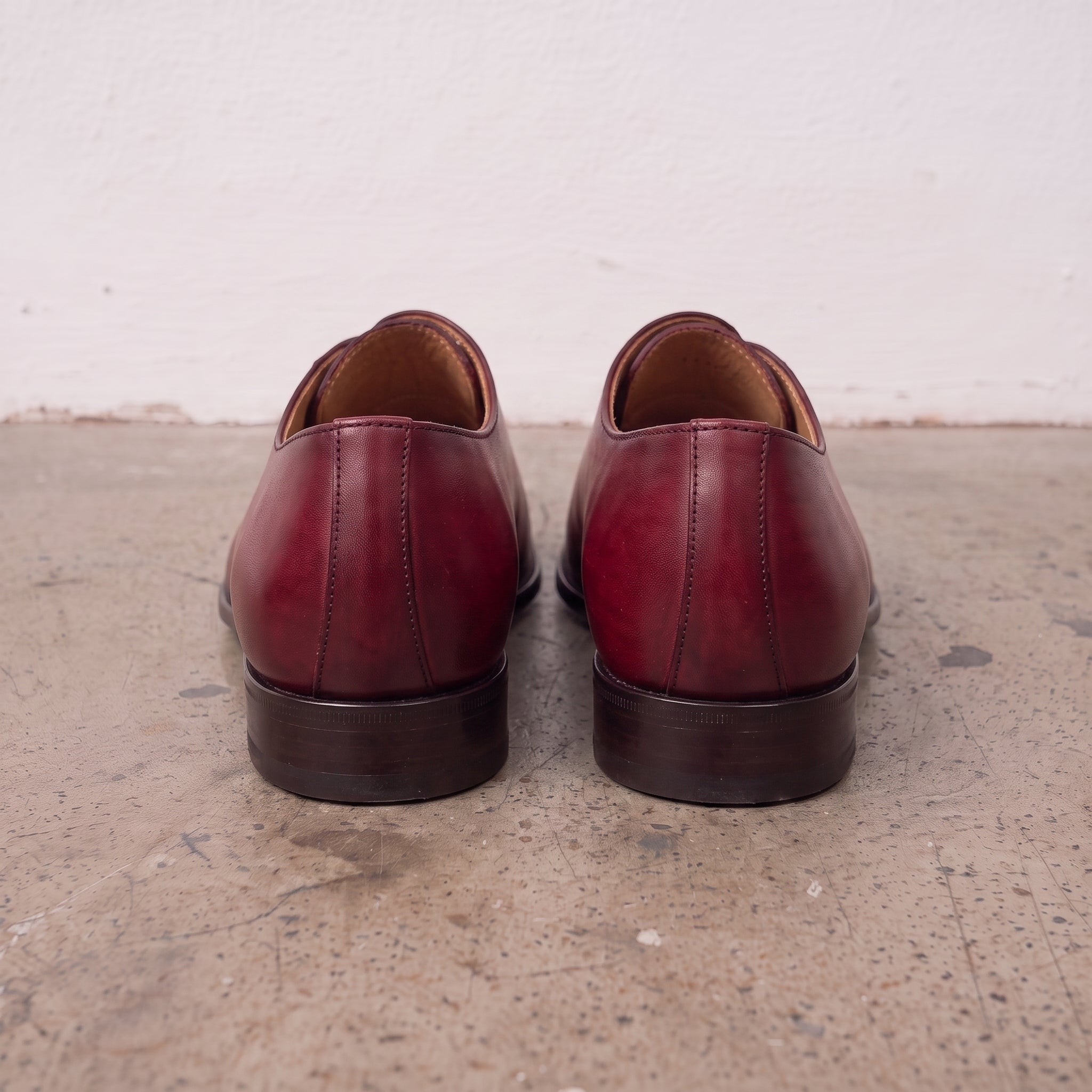 Men's Burgundy Wholecut Leather Oxfords — Perceval