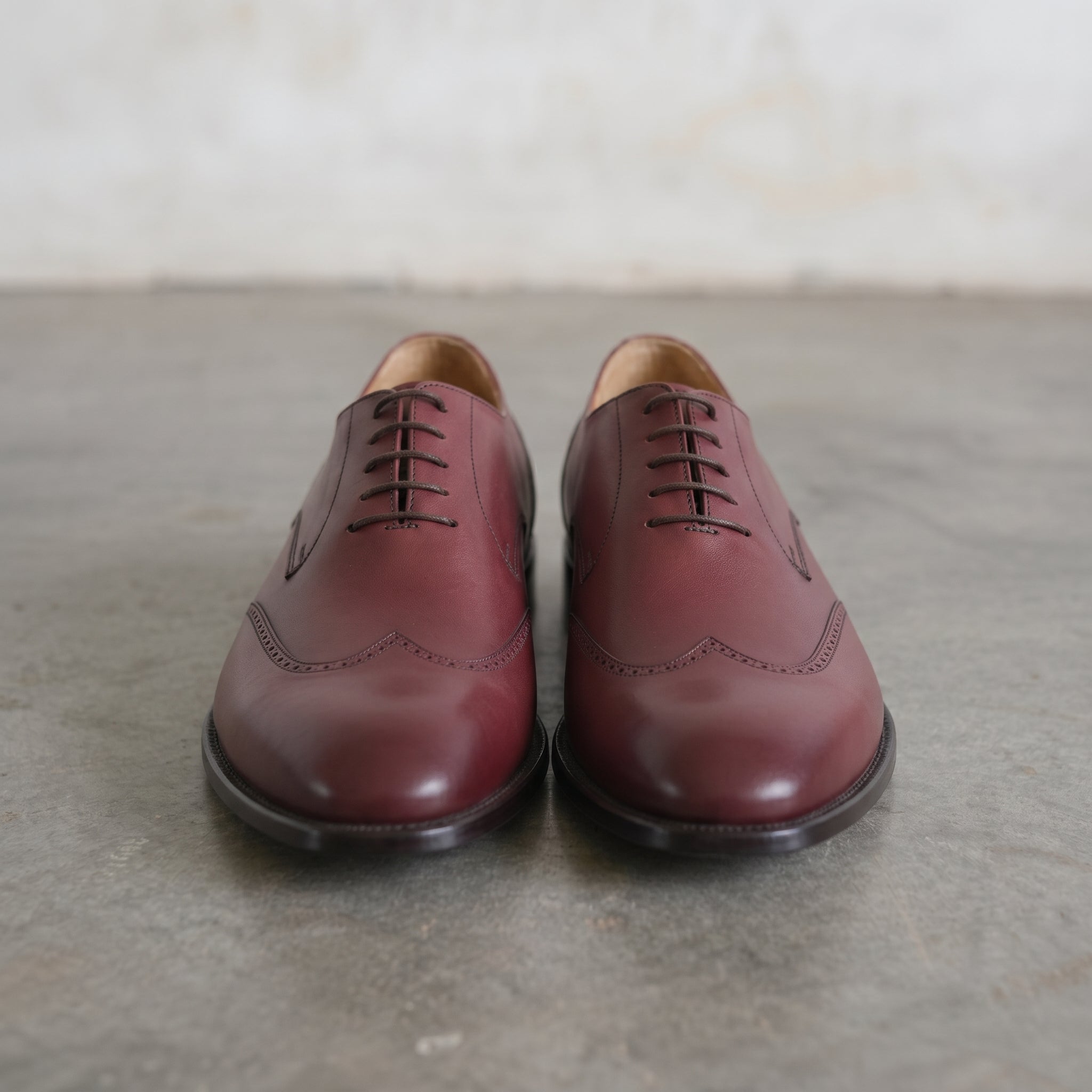 Men's Burgundy Wing-Tip Leather Derbies — Edenwood