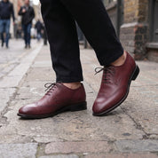 Men's Burgundy Wing-Tip Leather Derbies — Edenwood