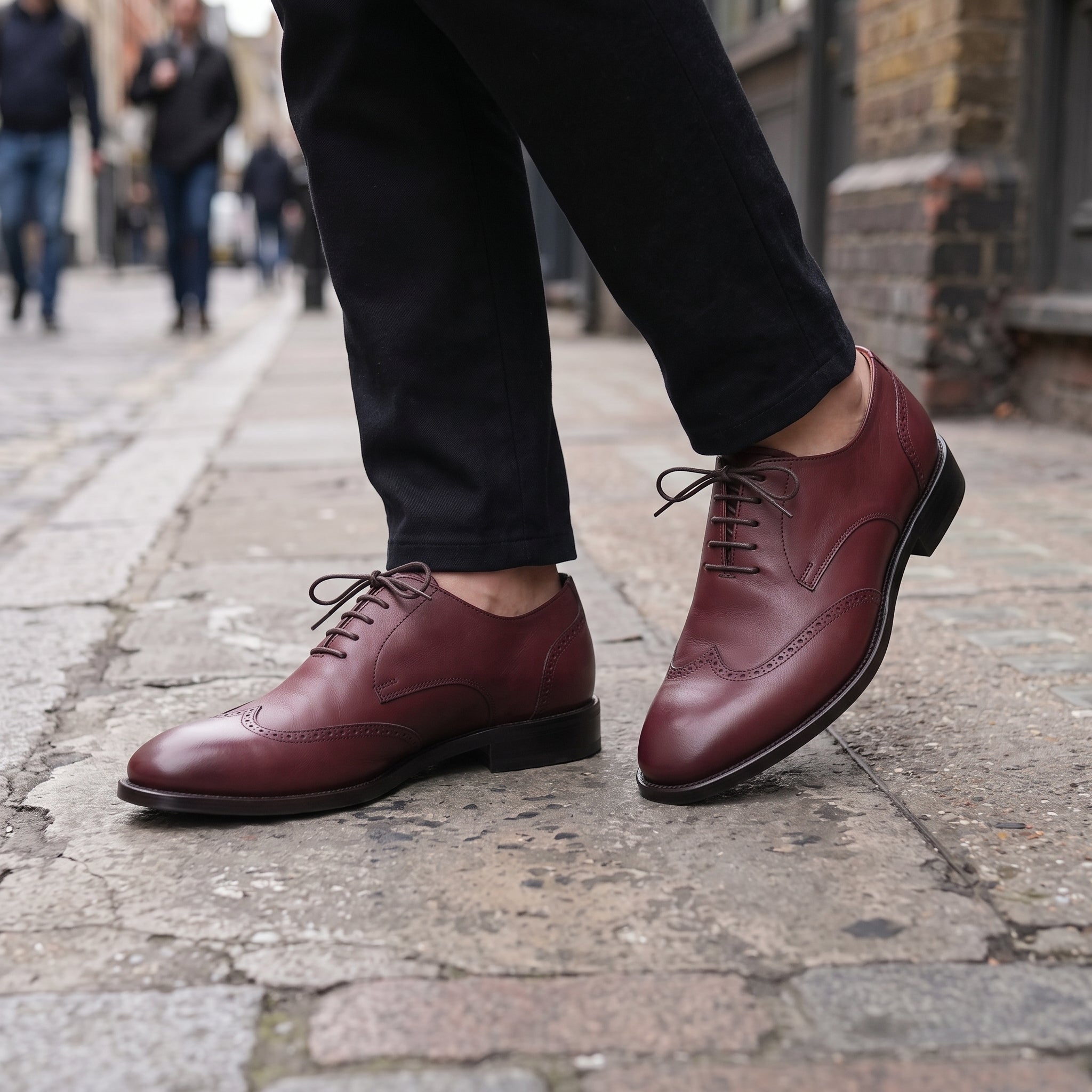 Men's Burgundy Wing-Tip Leather Derbies — Edenwood