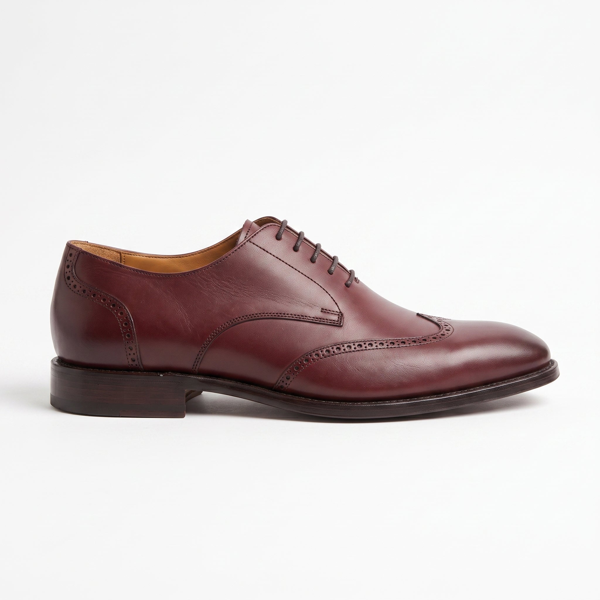 Men's Burgundy Wing-Tip Leather Derbies — Edenwood