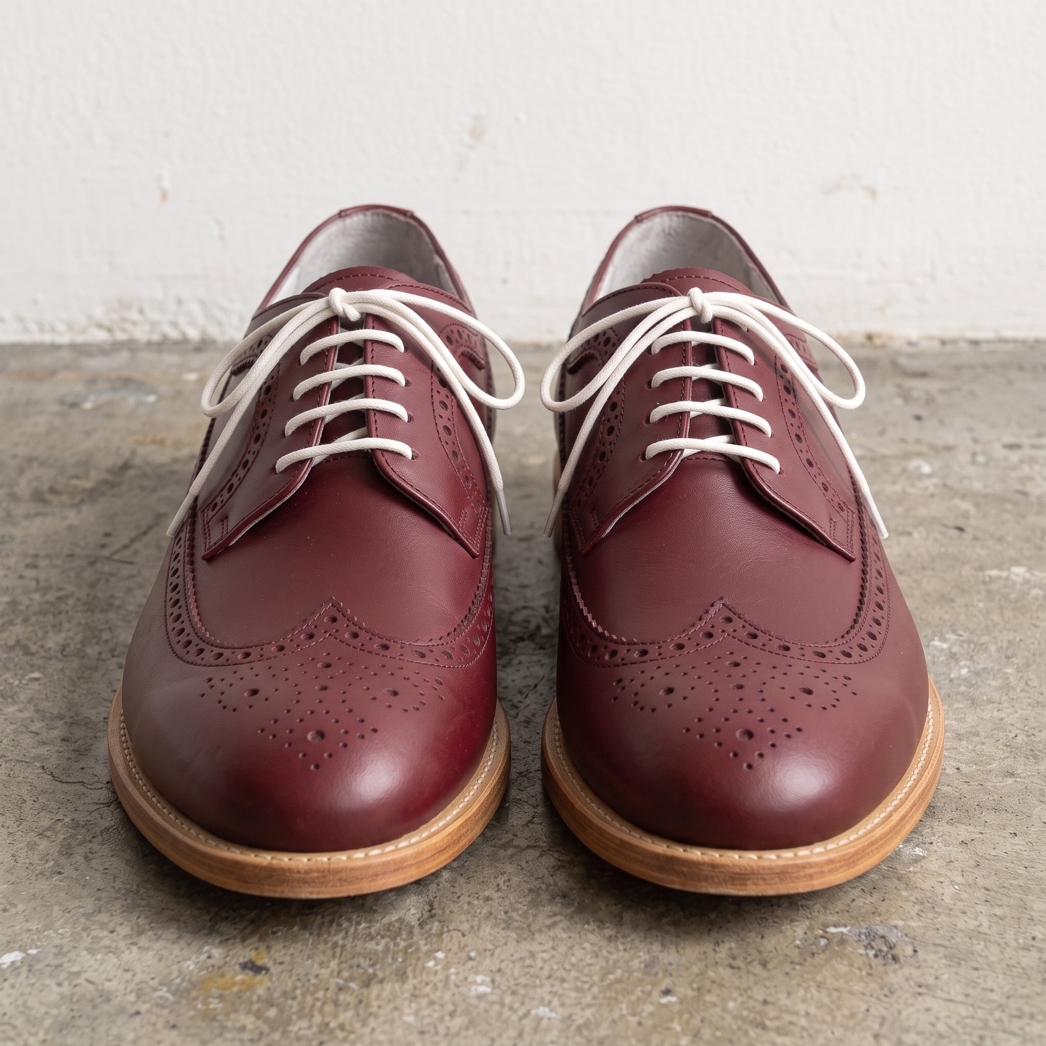 Men's Burgundy Wingtip Brogue Leather Derbys — Walton