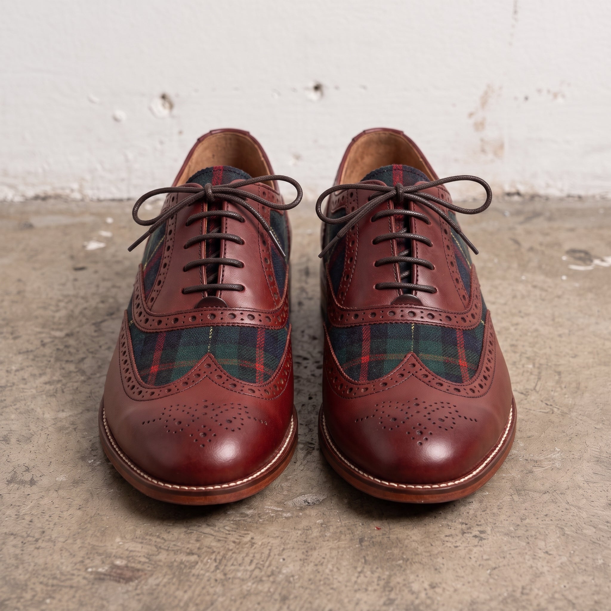 Men's Burgundy Wingtip Leather Derby Brogues — Acreholme