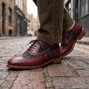 Men's Burgundy Wingtip Leather Derby Brogues — Acreholme