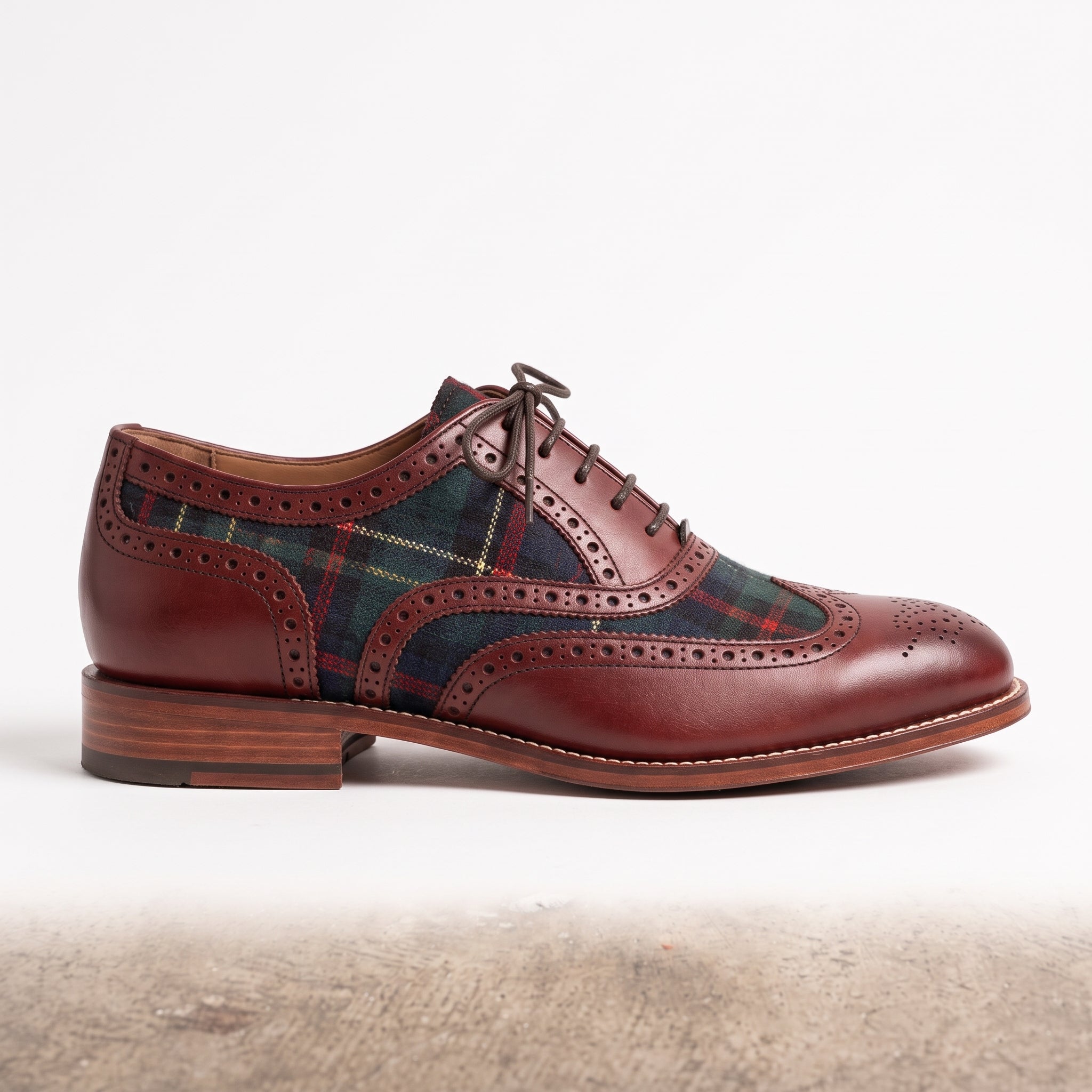 Men's Burgundy Wingtip Leather Derby Brogues — Acreholme