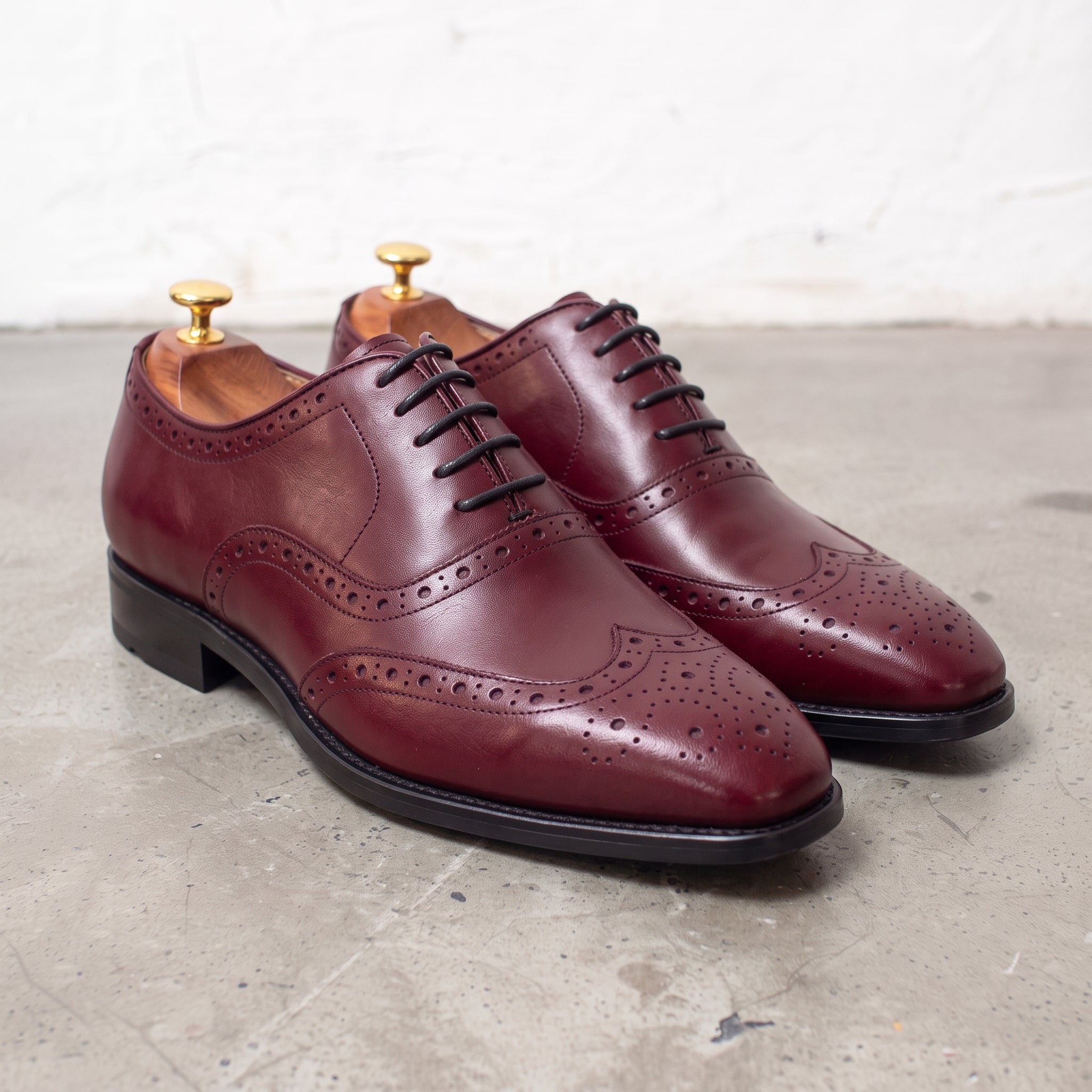 Men's Burgundy Wingtip Leather Brogues — Cranmore