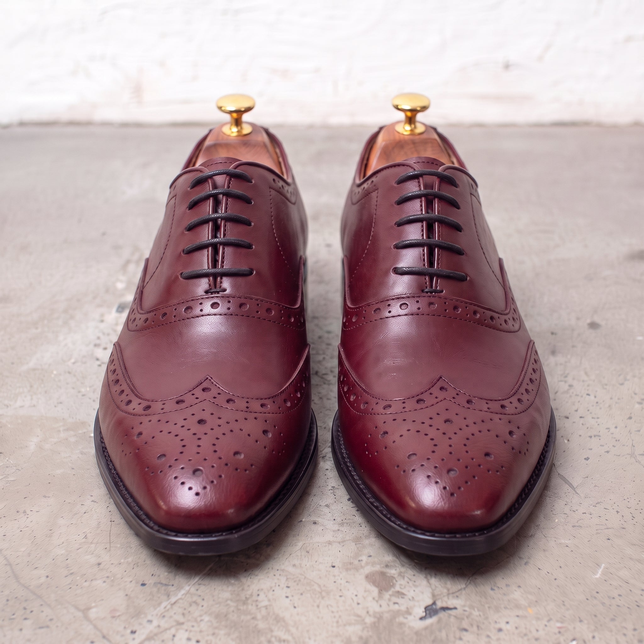 Men's Burgundy Wingtip Leather Brogues — Cranmore