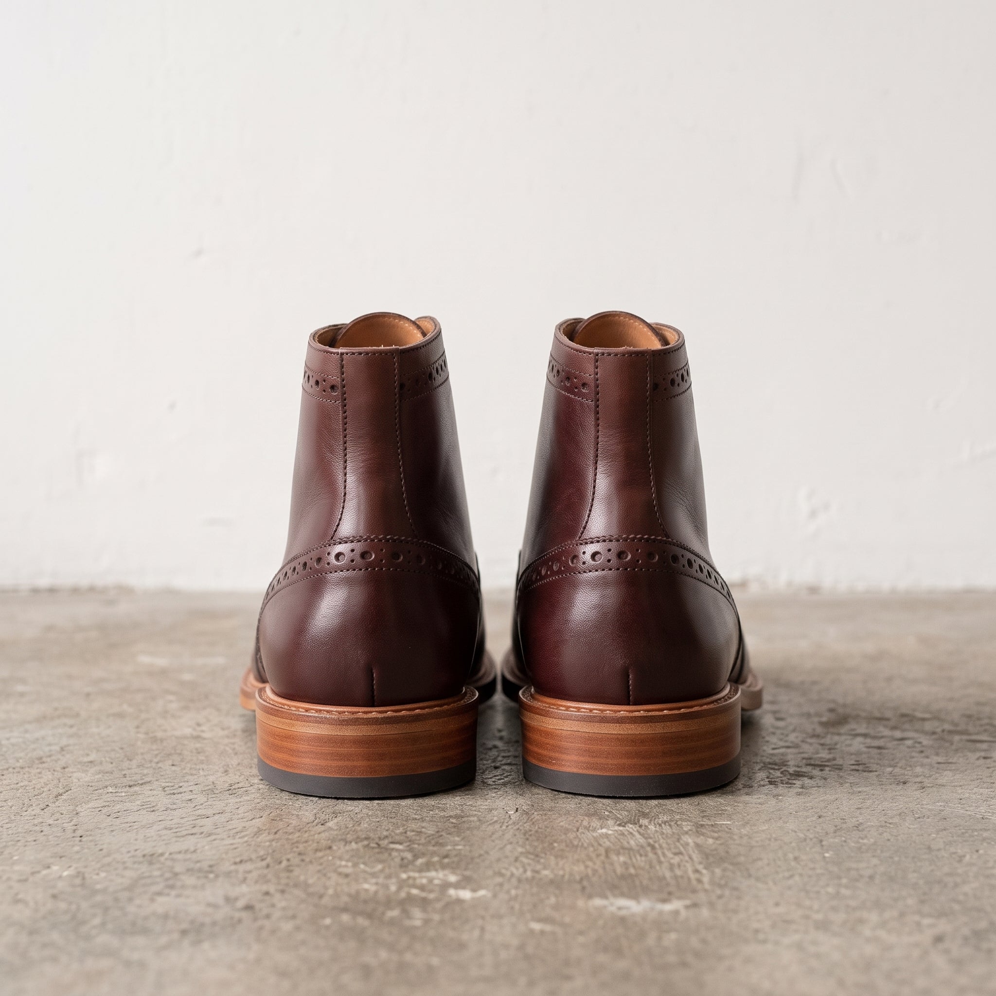Men's Burgundy Wingtip Leather Derby Boots — Elton