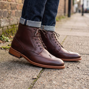 Men's Burgundy Wingtip Leather Derby Boots — Elton