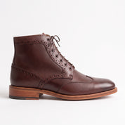 Men's Burgundy Wingtip Leather Derby Boots — Elton