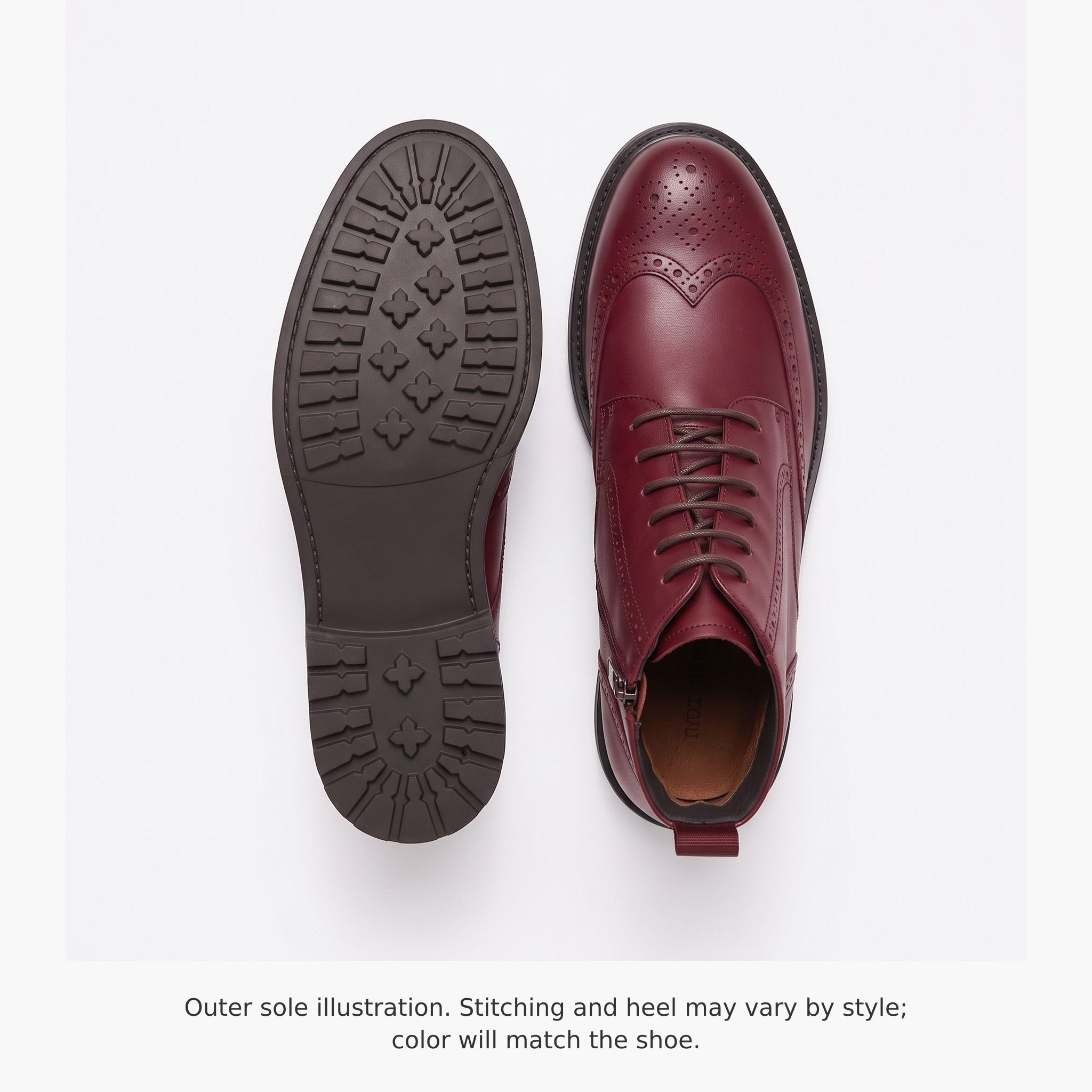 Men's Burgundy Wingtip Leather Derby Boots — Glasson