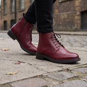 Men's Burgundy Wingtip Leather Derby Boots — Glasson