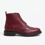 Men's Burgundy Wingtip Leather Derby Boots — Glasson