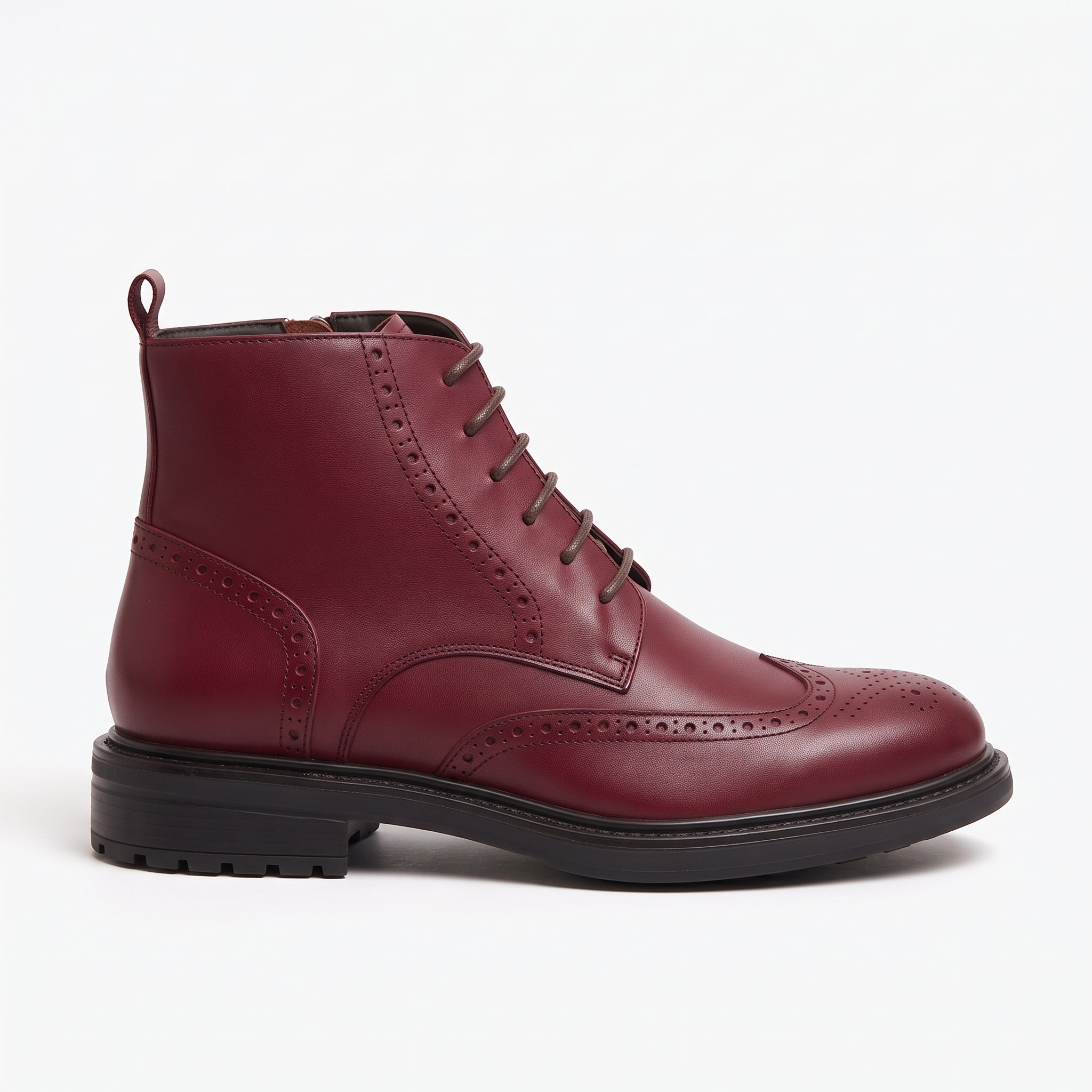 Men's Burgundy Wingtip Leather Derby Boots — Glasson