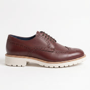Men's Burgundy Wingtip Leather Derby Brogues — Bingham