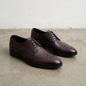 Men's Burgundy Wingtip Leather Derby Brogues — Cressley