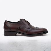 Men's Burgundy Wingtip Leather Derby Brogues — Cressley