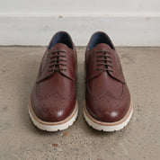 Men's Burgundy Wingtip Leather Derby Brogues — Bingham