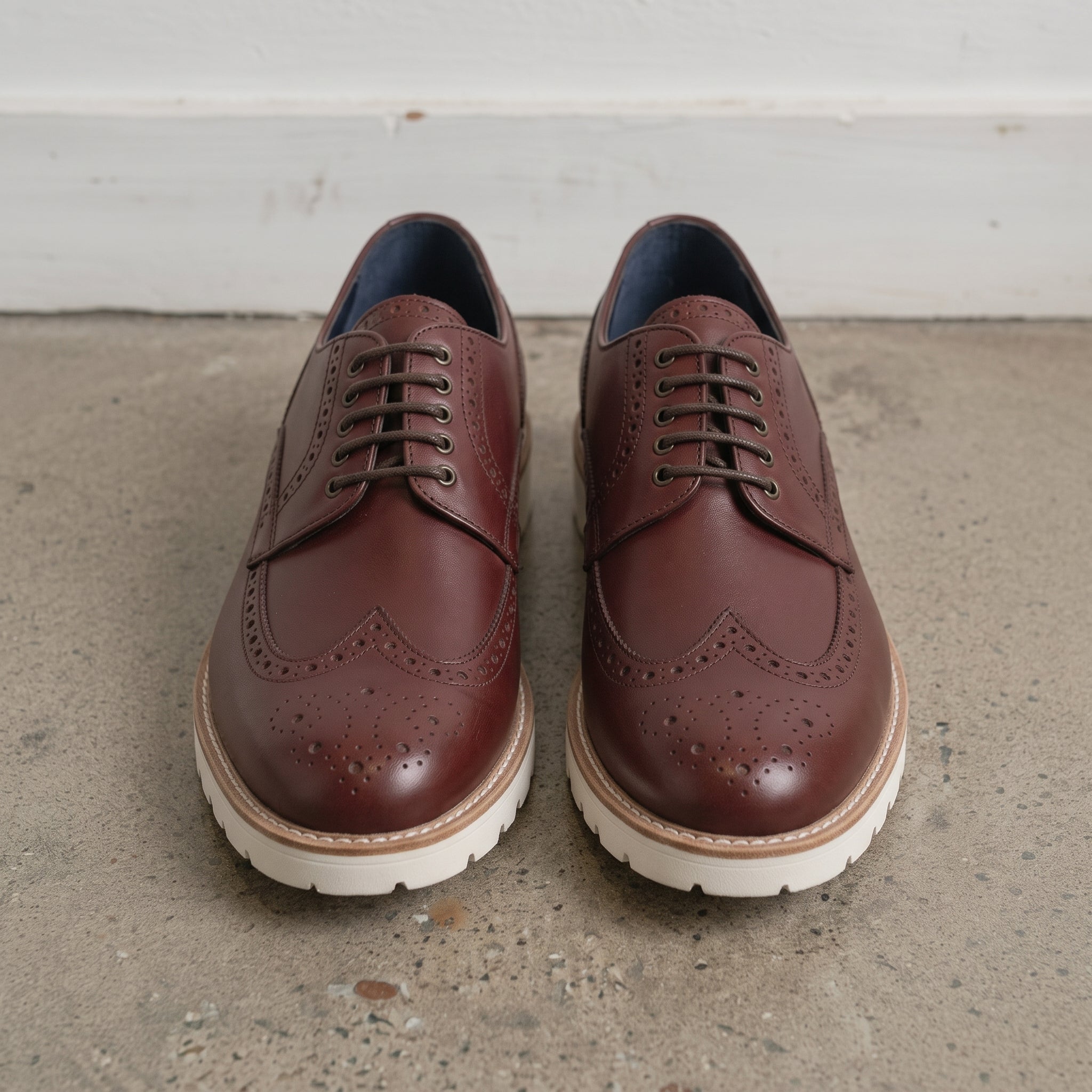 Men's Burgundy Wingtip Leather Derby Brogues — Bingham