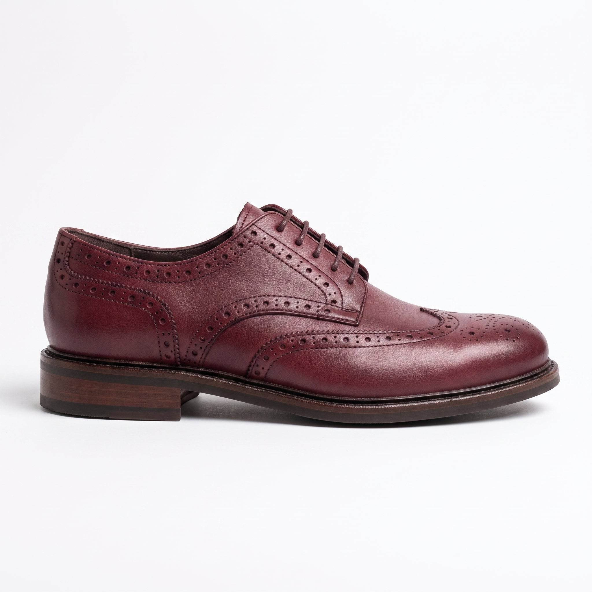 Men's Burgundy Wingtip Leather Derbys — Pollard