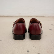 Men's Burgundy Wingtip Leather Double Monk Strap Shoes — Aylward