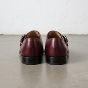 Men's Burgundy Plain-Toe Leather Monk Strap Shoes — Cullis