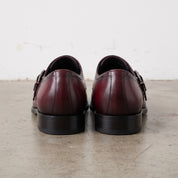 Men's Burgundy Cap-Toe Leather Monk Strap Shoes — Taylor