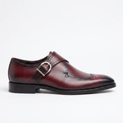 Men's Burgundy Cap-Toe Leather Monk Strap Shoes — Taylor