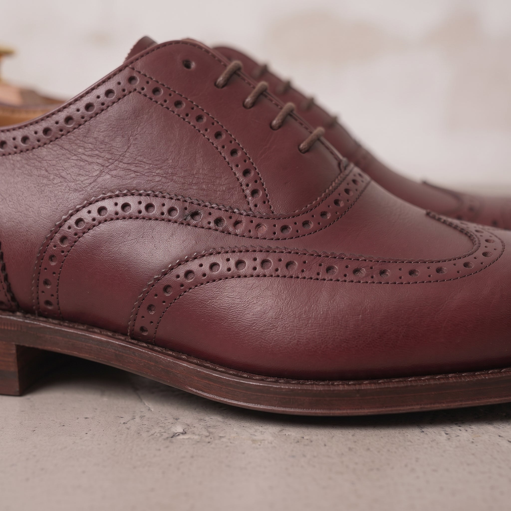 Men's Burgundy Wingtip Leather Oxfords — Dingley