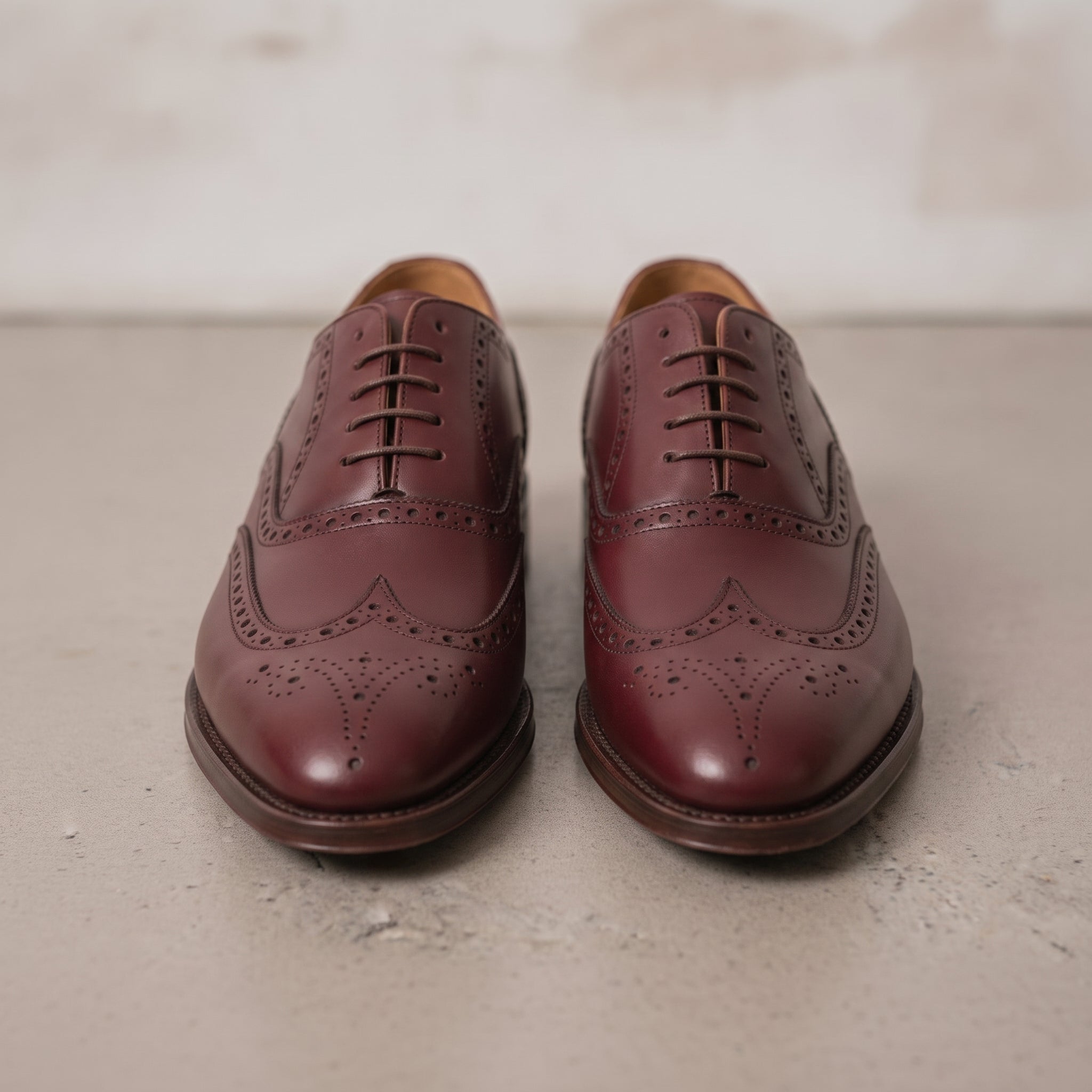 Men's Burgundy Wingtip Leather Oxfords — Dingley