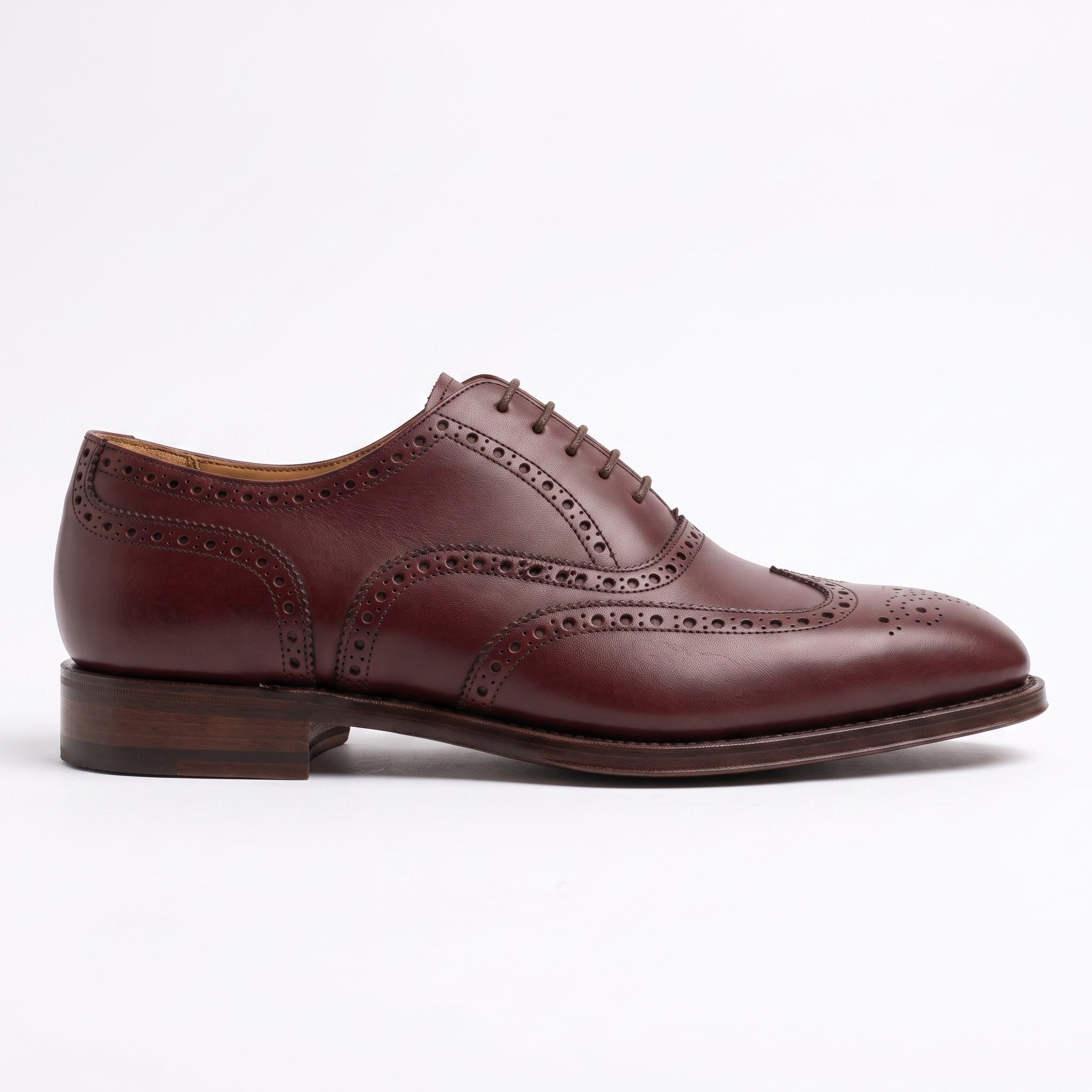 Men's Burgundy Wingtip Leather Oxfords — Dingley